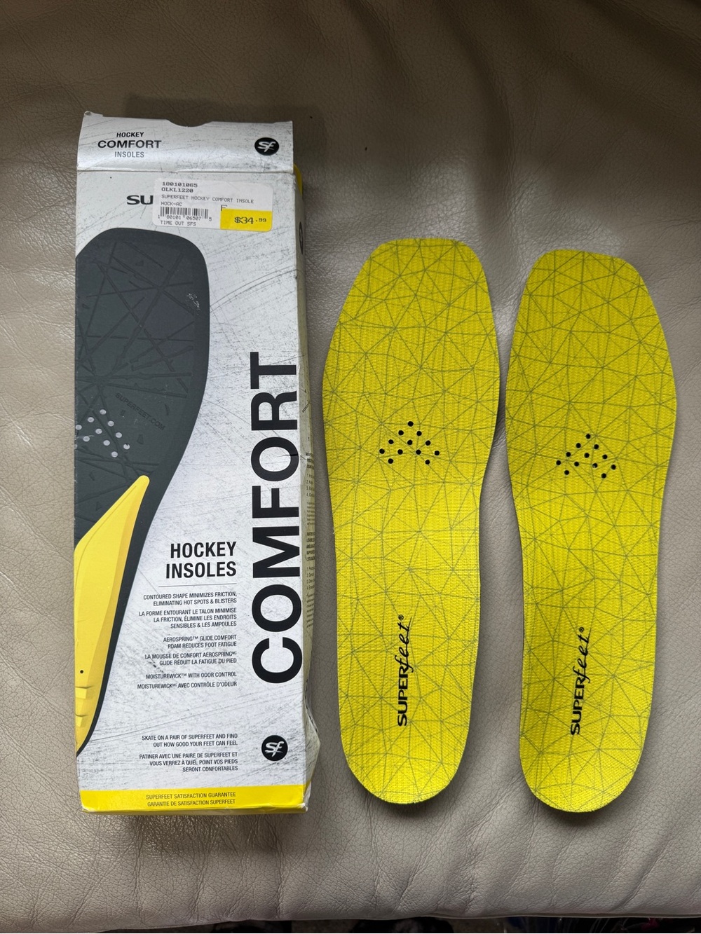 Comfort Superfeet Hockey Insoles! Senior Sizes Adult SR Insole size 11-12